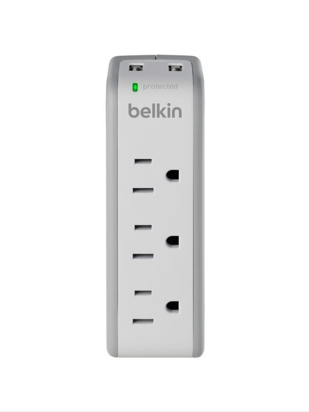 Belkin 3-Outlet Surge Protector Power Strip - White/Gray